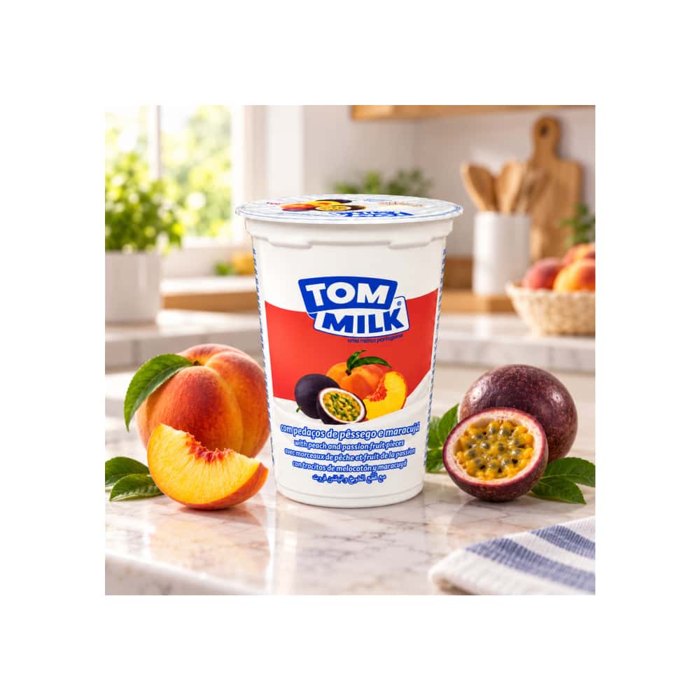 Yogurt pasteurizado sabor melocotón y maracuyá con trocitos de fruta Tom Milk (9 x 500 g / 1.10 lb) - Miniatura 5