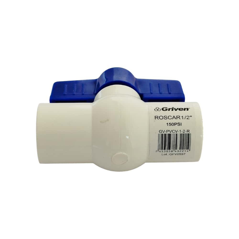 Llave de paso PVC con manija azul - 1/2 pulgada - Griven - Miniatura 3