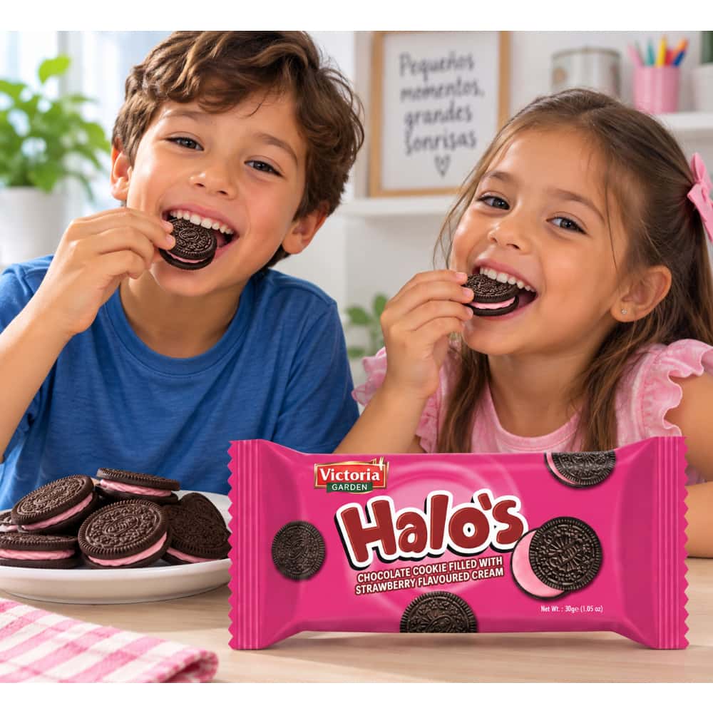Galletas de chocolate rellenas con crema sabor fresa Victoria Garden Halo’s (30 g / 1.05 oz) - Miniatura 4