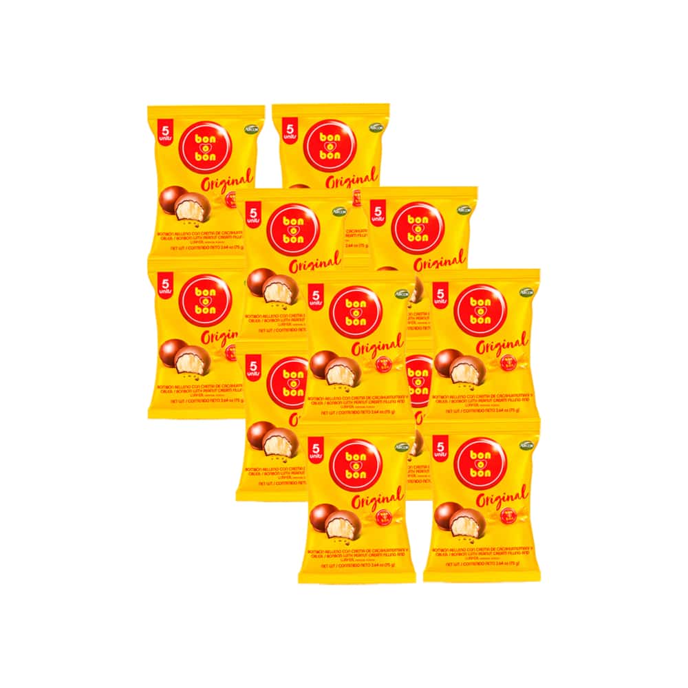Bombón original relleno con crema de cacahuate / maní y oblea Bon o Bon (12 x 75 g / 2.64 oz) - Miniatura 1
