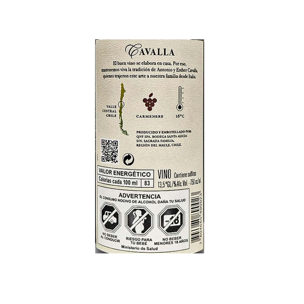 Vino tinto Carmenere Cavalla (750 ml) - Miniatura 3