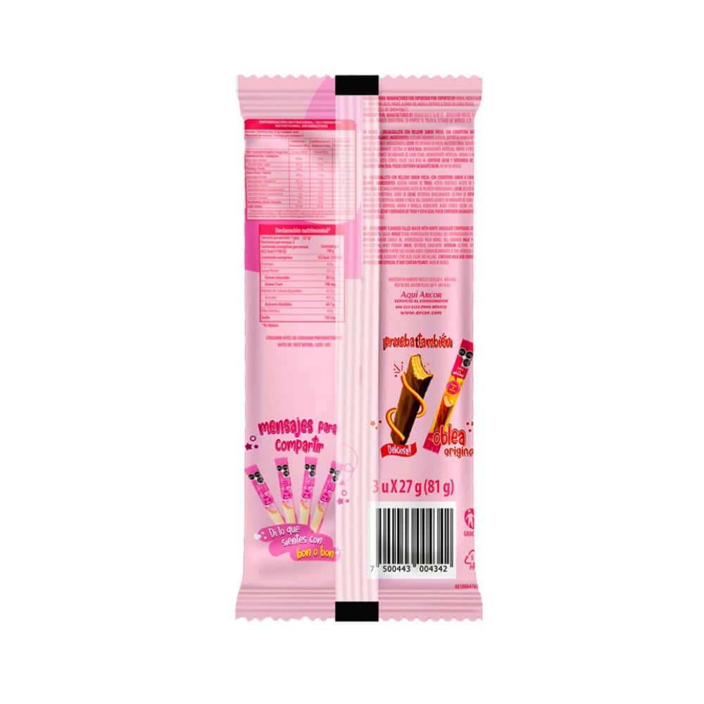 Oblea - sorbeto - con relleno sabor fresa con cobertura sabor chocolate blanco Bon o Bon (81 g / 2.85 oz) - Miniatura 4