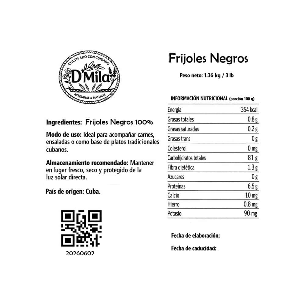 Frijoles negros D'Mila (1.36 kg / 3 lb) - Miniatura 3
