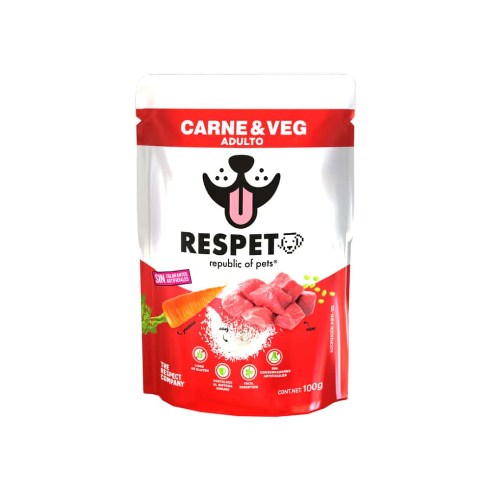 Alimento húmedo para perro adulto con carne y vegetales Respet (100 g / 3.52 oz) - Miniatura 1