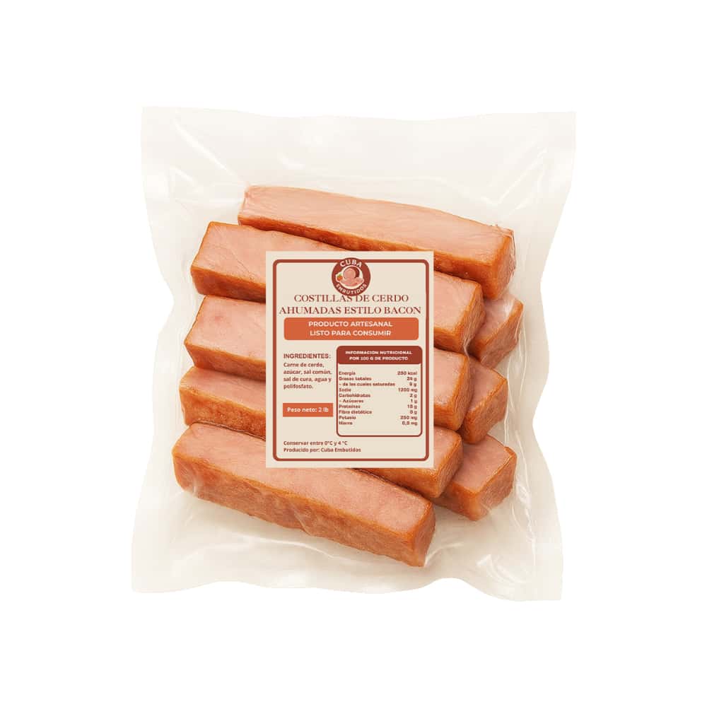 Costillas de cerdo ahumadas estilo bacón Cuba Embutidos (907 g / 2 lb) - Miniatura 2