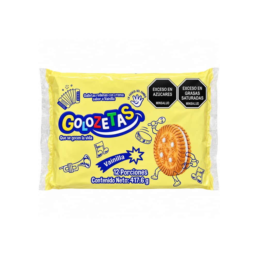 Galletas rellenas con crema sabor a vainilla Golozetas (417.6 g / 14.73 oz) - Miniatura 1