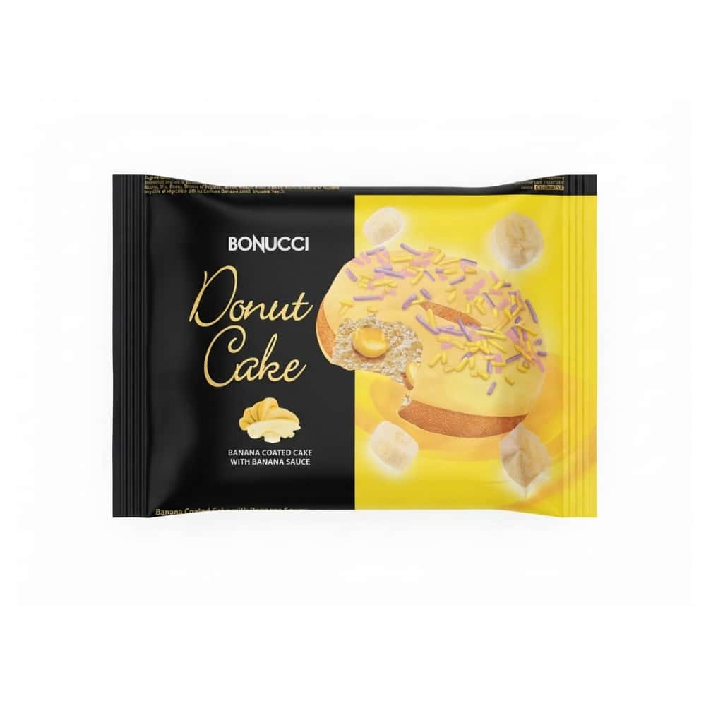 Dona de vainilla con relleno y cobertura sabor plátano Donut Cake Bonucci (40 g / 1.41 oz) - Miniatura 1