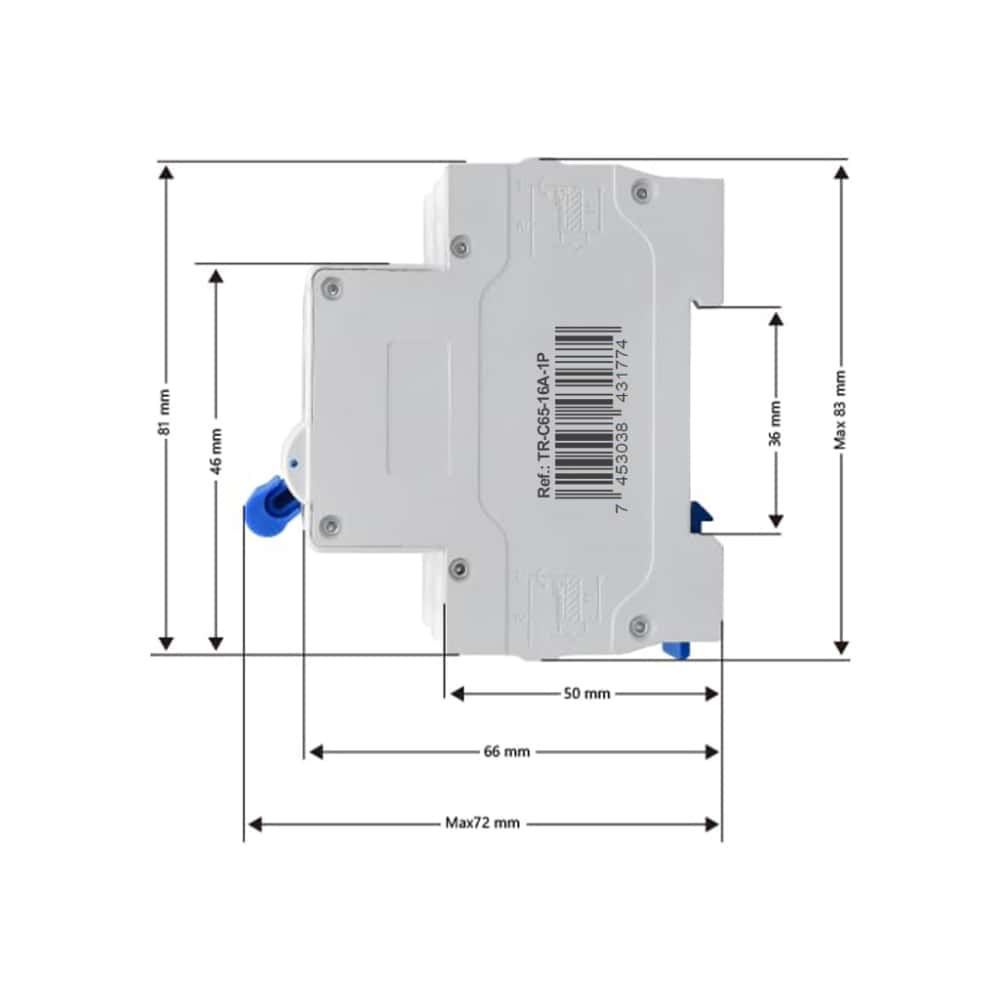 Interruptor - breaker - termomagnético de 16 A 1 polo tipo europeo Troen - Miniatura 2