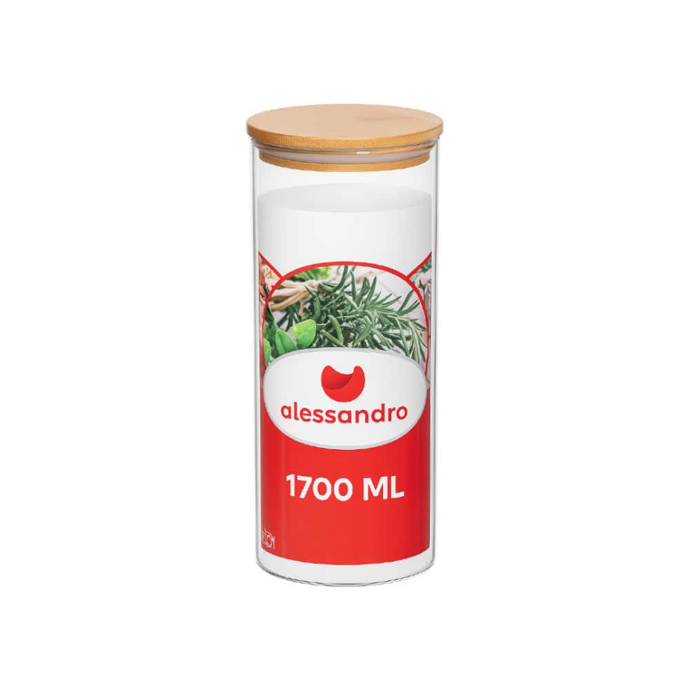 Envase - recipiente - de borosilicato redondo con tapa de bambú de 1700 ml Alessandro - Miniatura 2