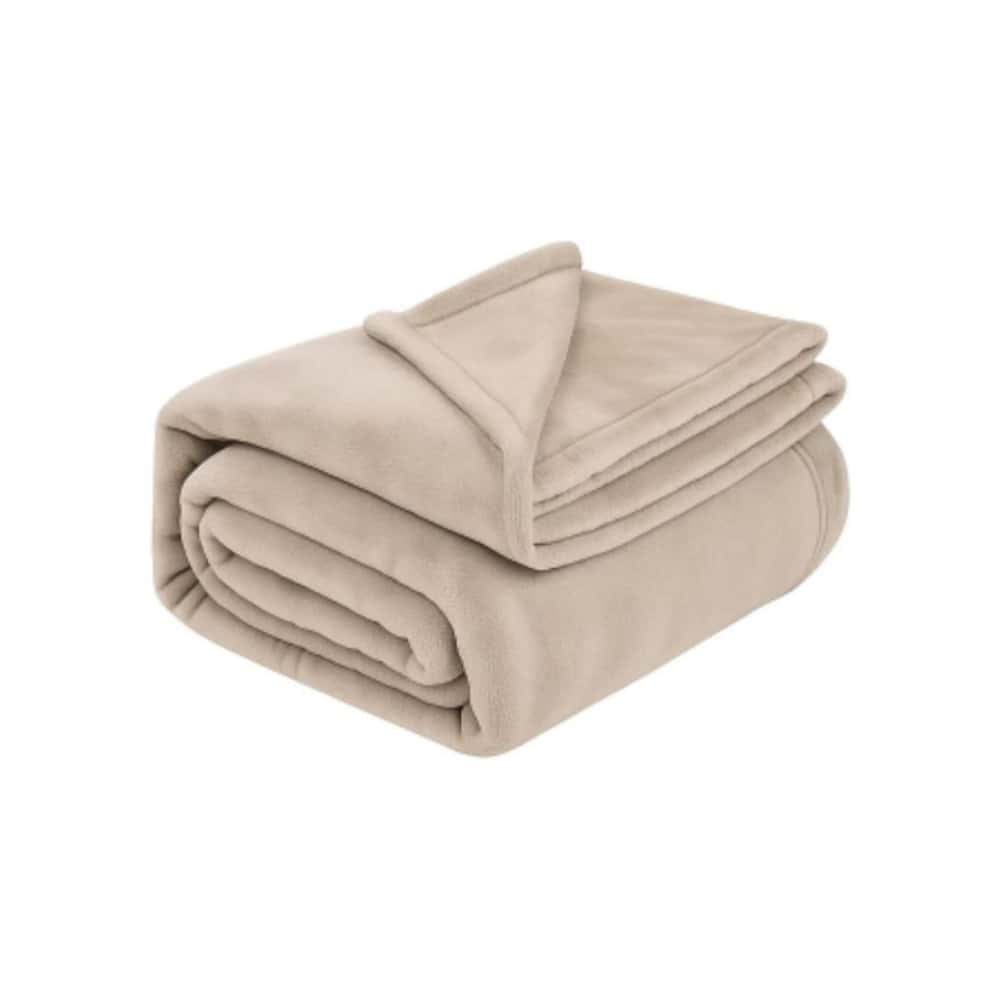 Colcha 100 % poliéster color beige 150 cm x 200 cm LGCL - Miniatura 2