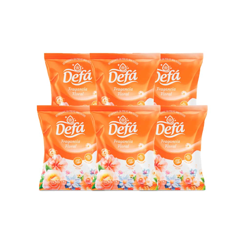 Detergente en polvo multiusos fragancia floral Defá (6 x 1 kg / 2.2 lb) - Miniatura 1