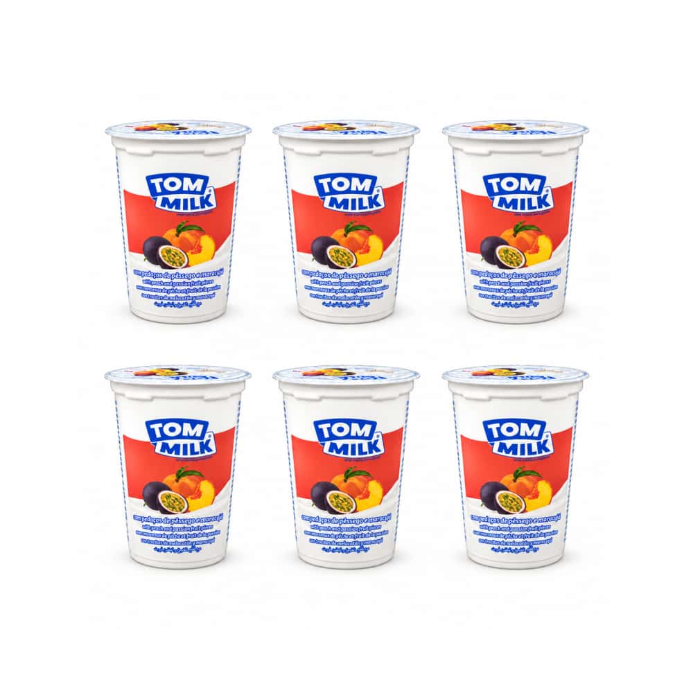 Yogurt pasteurizado sabor melocotón y maracuyá con trocitos de fruta Tom Milk (6 x 500 g / 1.10 lb) - Miniatura 1