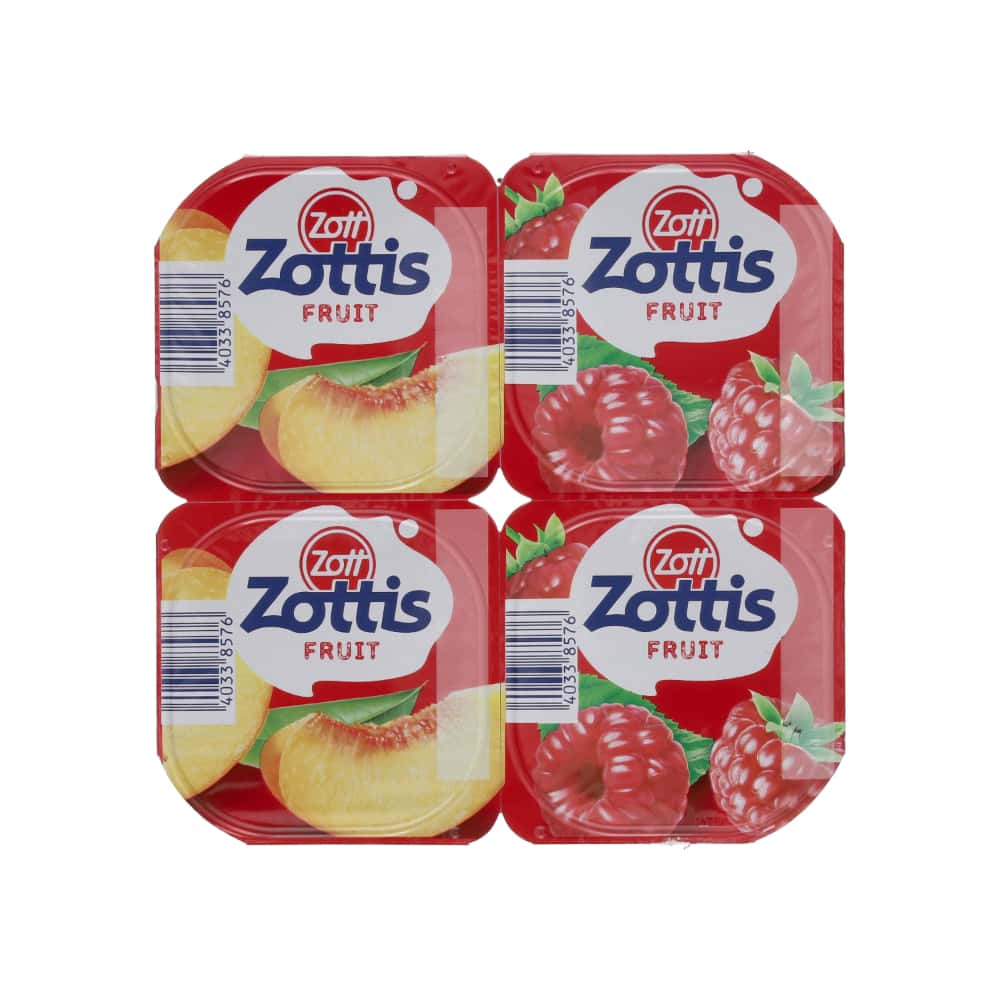 Yogurt pasteurizado sabor frambuesa y melocotón Zottis (4 x 115 g / 4.05 oz) - Miniatura 2