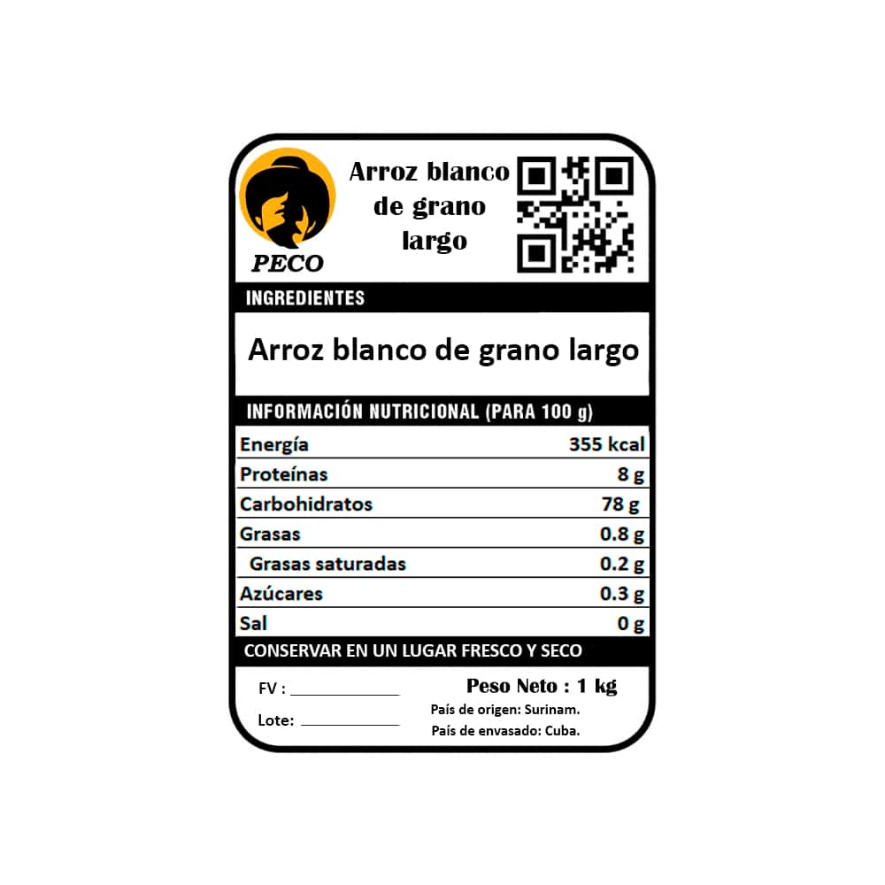 Arroz blanco de grano largo Peco (1 kg / 2.2 lb) - Miniatura 2
