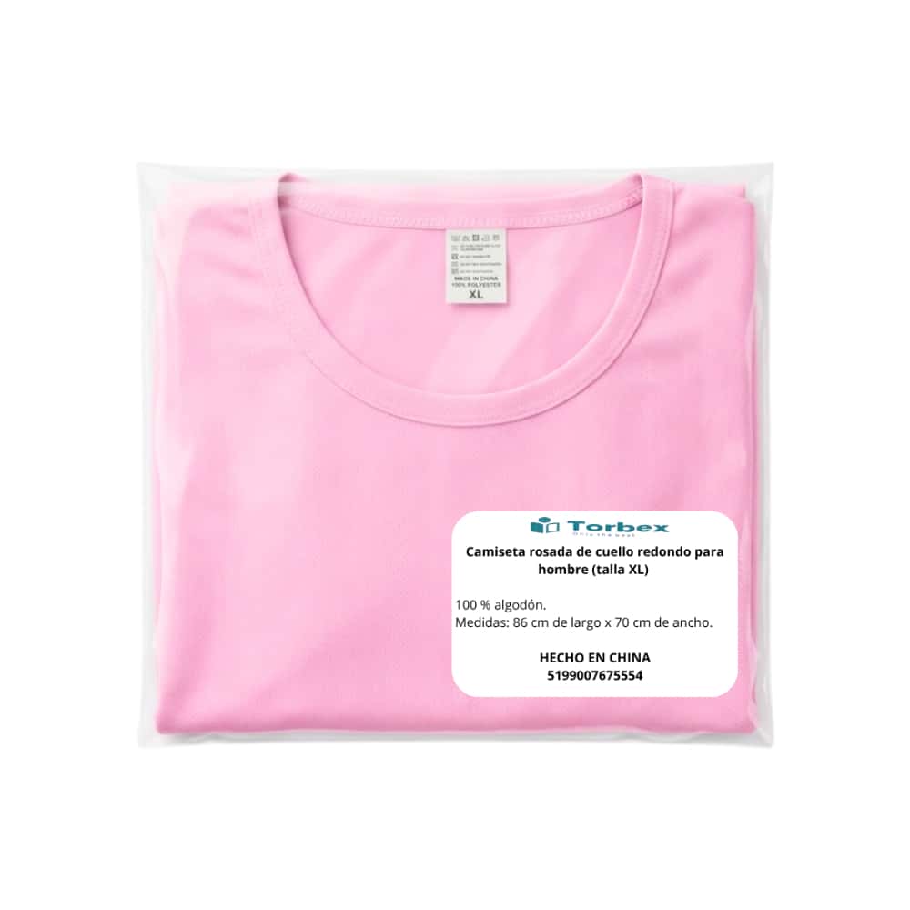 Camiseta rosada de cuello redondo para hombre (talla XL) Torbex - Miniatura 2