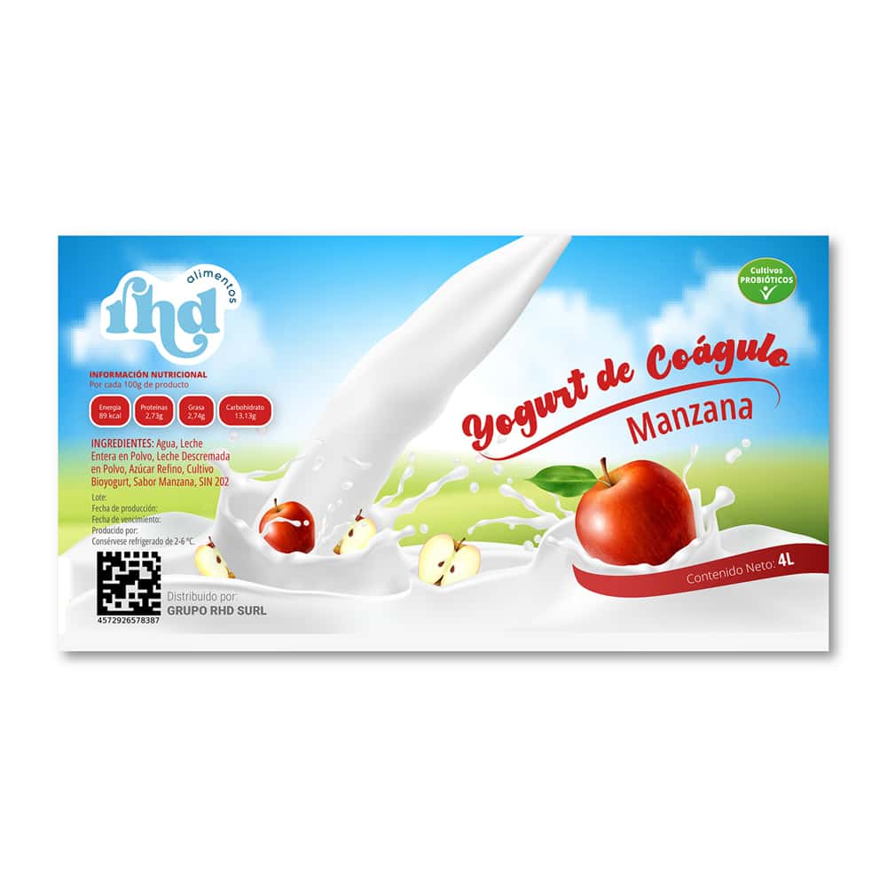 Yogurt probiótico de coágulo sabor manzana RHD (4 L) - Miniatura 3