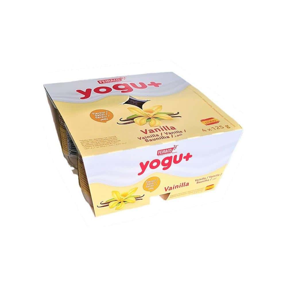 Yogur pasteurizado sabor a vainilla Yogu+ Feiraco (4 x 125 g / 4.40 oz) - Miniatura 4