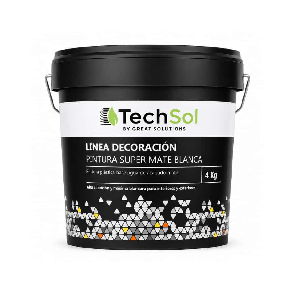 Pintura plástica al agua con acabado super mate blanca TechSol (4 kg / 8.8 lb) - Miniatura 1