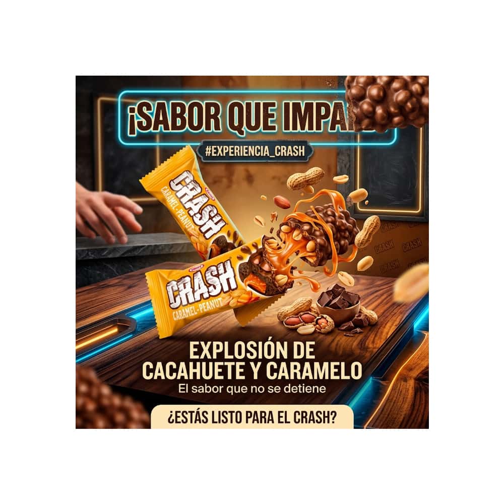 Barra de cacahuete con cobertura de cacao crujiente de maíz y arroz y caramelo Crash Tayas (40 g / 1.41 oz) - Miniatura 4