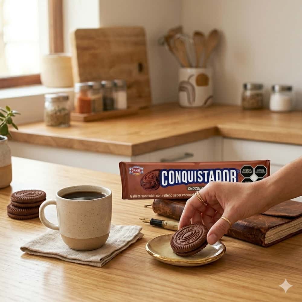 Galletas sándwich chocolate con relleno cremoso sabor chocolate Dondé Conquistador (100 g / 3.53 oz) - Miniatura 5