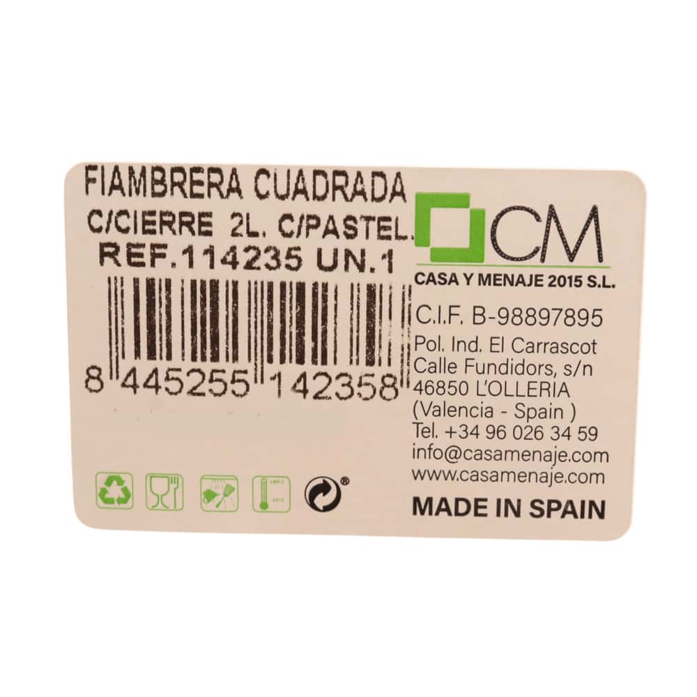 Fiambrera cuadrada de plastico color verde 2 L Casa y Menaje - Miniatura 3
