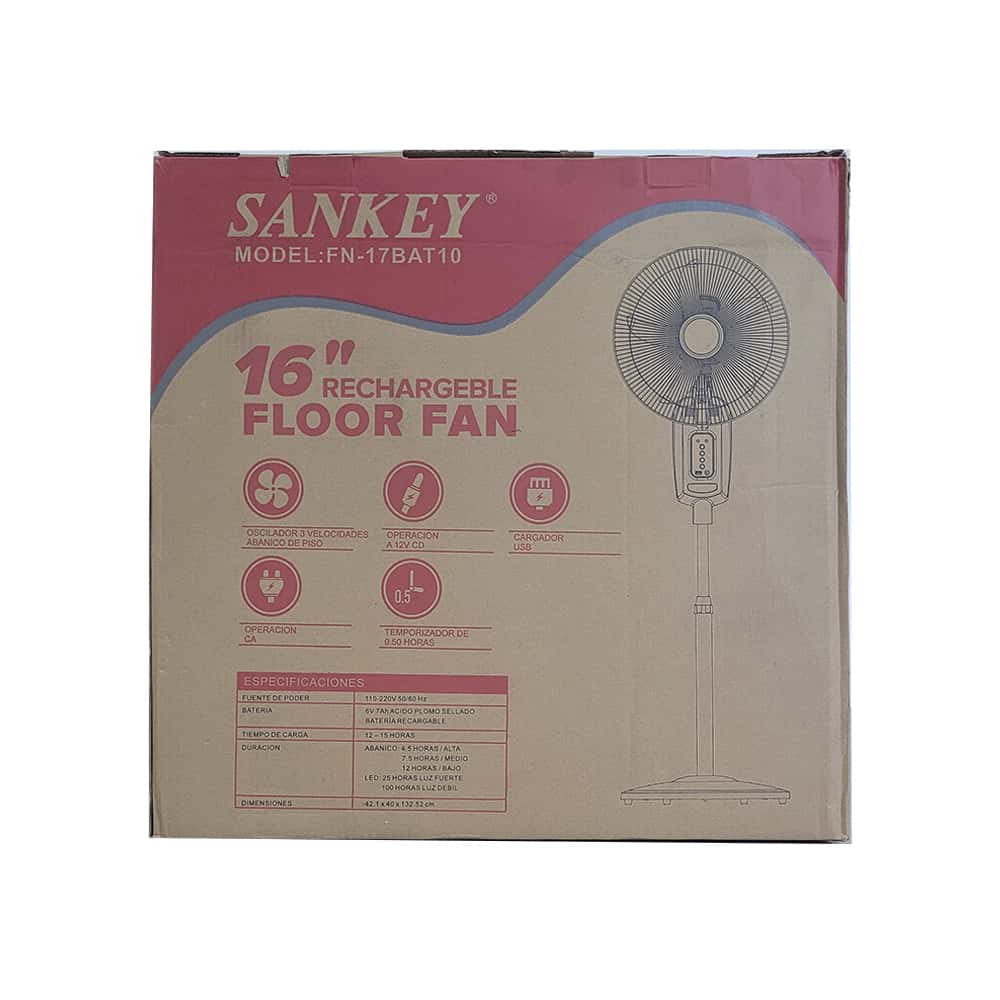 Ventilador recargable de pedestal de 16" con lámpara integrada Sankey FN-17BAT10 - Miniatura 2