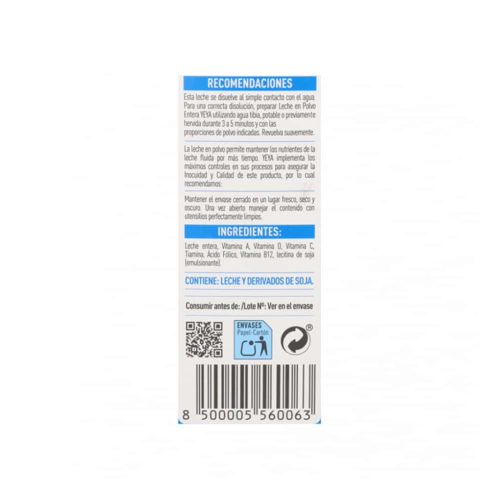 Leche en polvo entera YEYA (4 x 800 g / 1.76 lb) - Miniatura 3