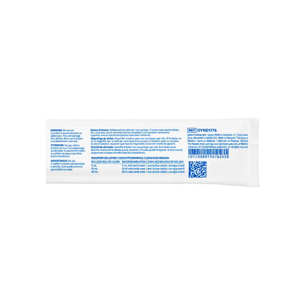 Catéter de Foley 2 vías de látex con recubrimiento elastomérico de silicona, calibre 16 Fr, balón 30 ml Medline - Miniatura 4
