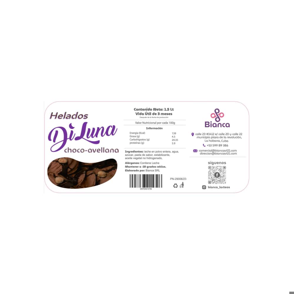 Helado sabor choco avellana DiLuna (1.5 L) - Miniatura 2