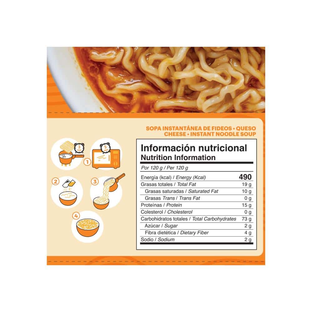 Sopa instantánea de fideos con sabor a queso YEYA (75 g / 2.6 oz) - Miniatura 3