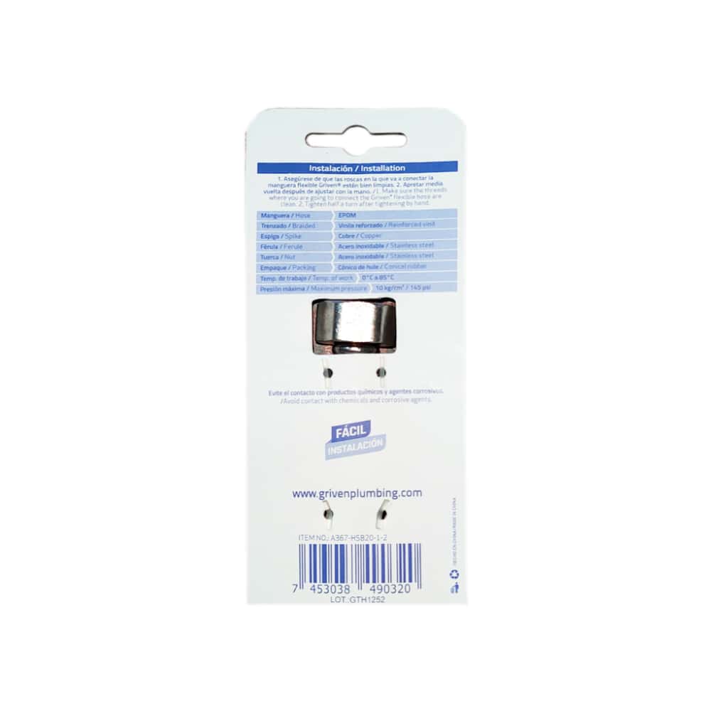 Manguera flexible – latiguillo - de 20” conexión de ½” Griven - Miniatura 7