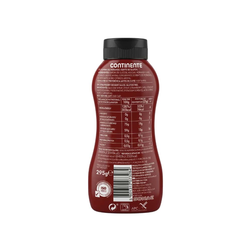 Cobertura para postres de fresa sin gluten Continente (295 g / 10.41 oz) - Miniatura 2