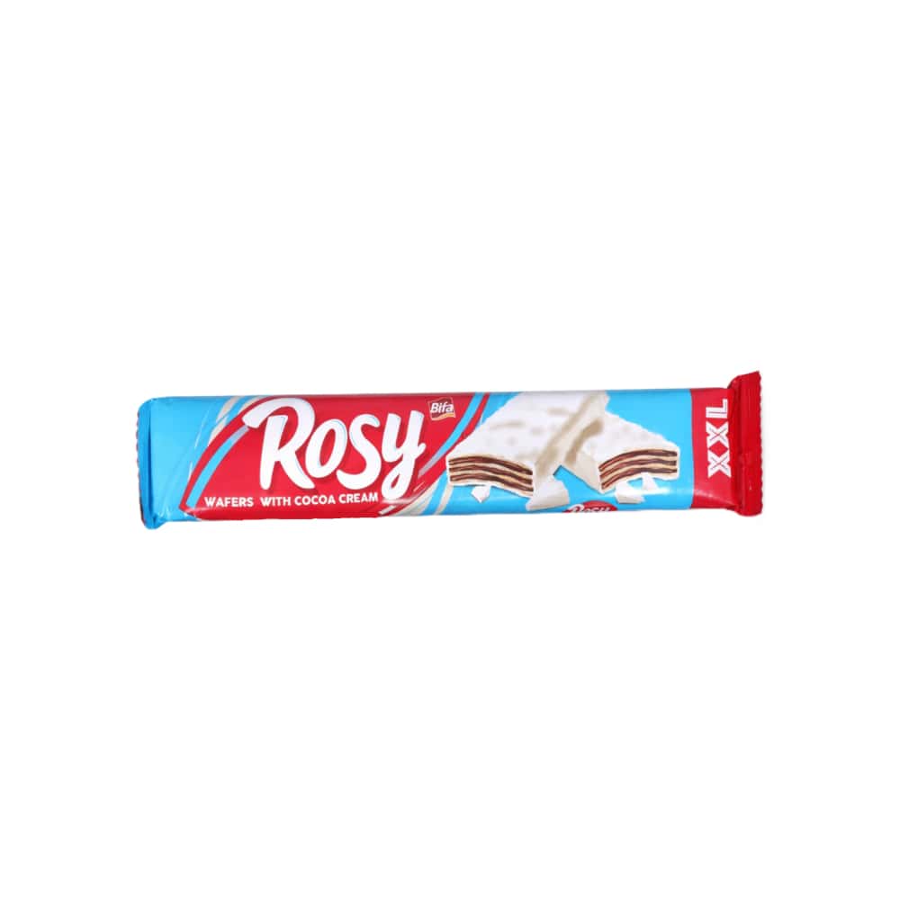 Wafer rellena de crema de cacao con avellana y cubierta con capa de chocolate de leche compuesto blanco Bifa Rosy (70 g / 2.47 oz) - Miniatura 1