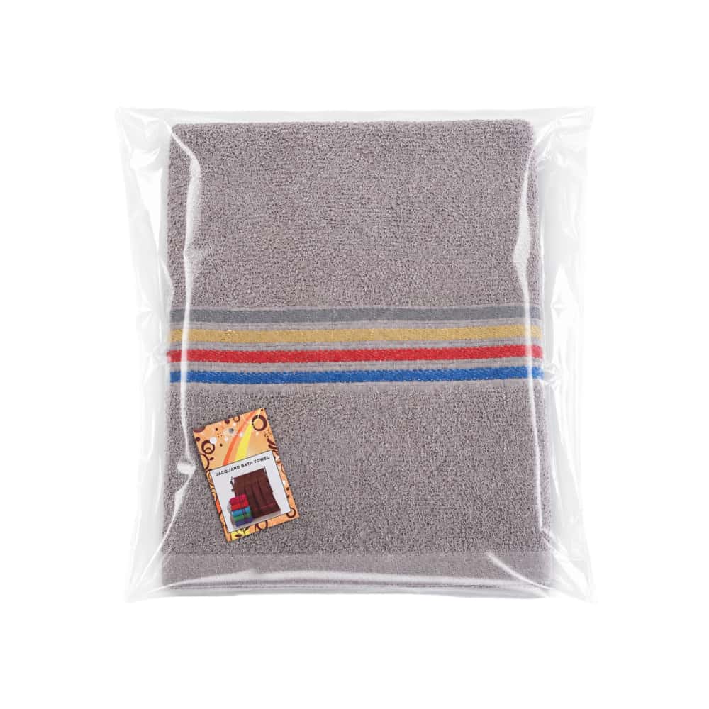 Toalla de baño grande color gris 70 cm x 140 cm Jacquard - Miniatura 2