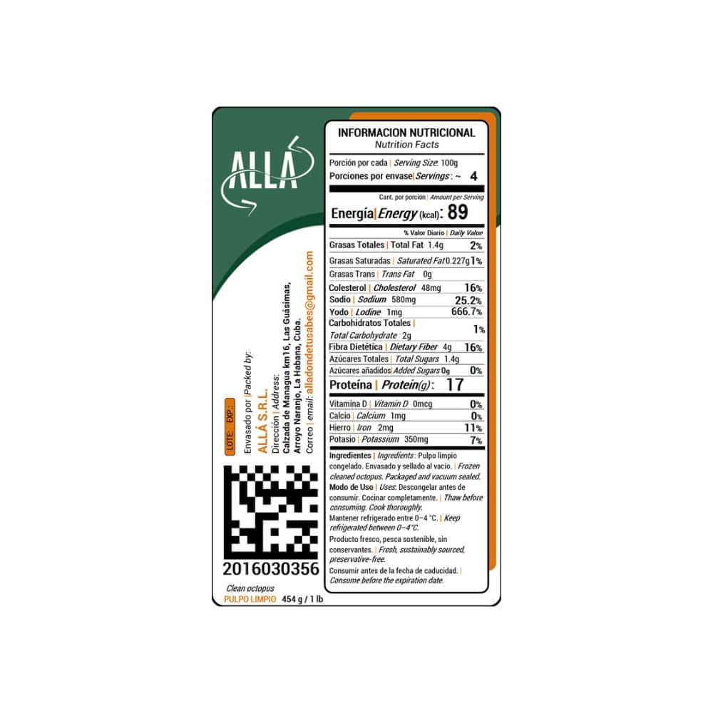 Pulpo limpio ALLÁ (454 g / 1 lb) - Miniatura 4