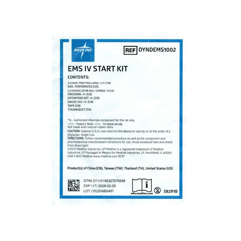 Kit de inicio para acceso intravenoso IV EMS Medline - Miniatura 2