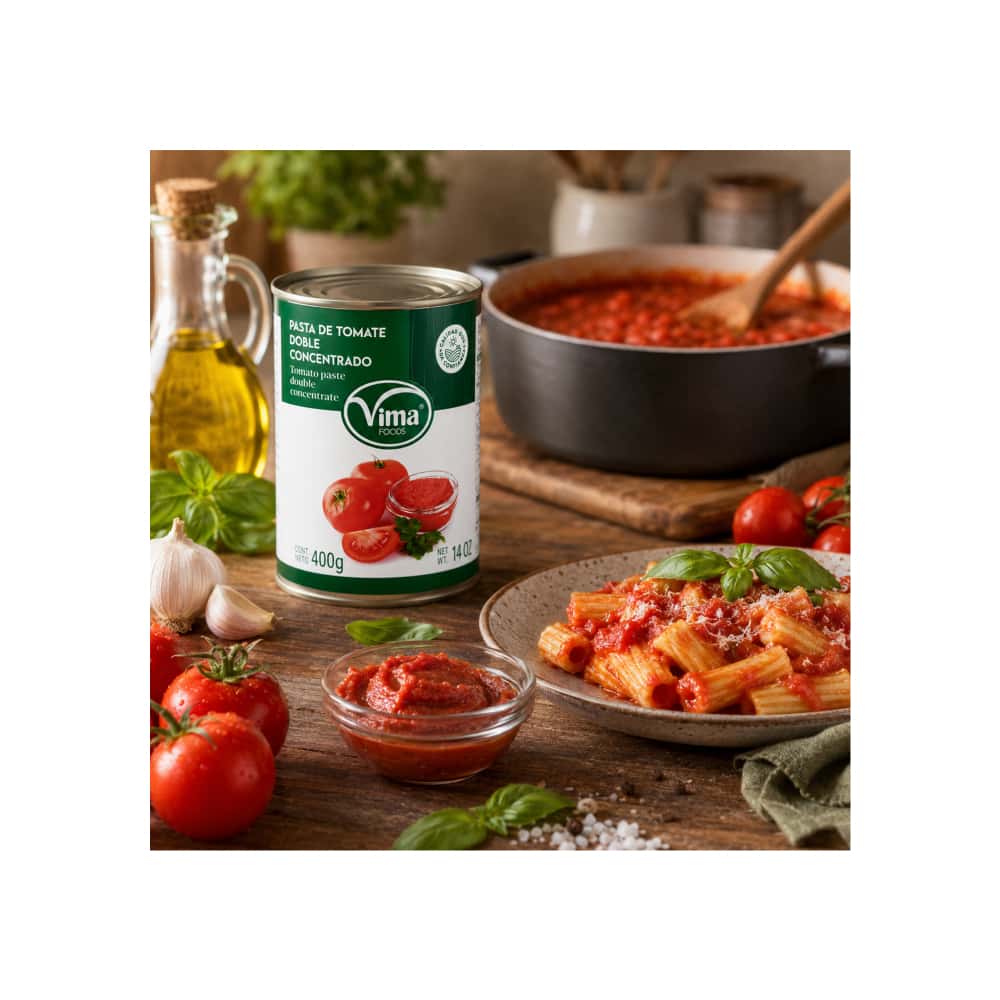 Pasta de tomate doble concentrado Vima Foods (400 g / 14 oz) - Miniatura 4
