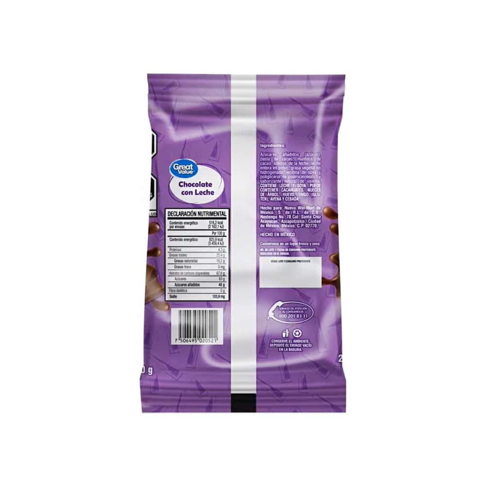 Chocolate con leche Great Value (160 g / 5.64 oz) - Miniatura 2
