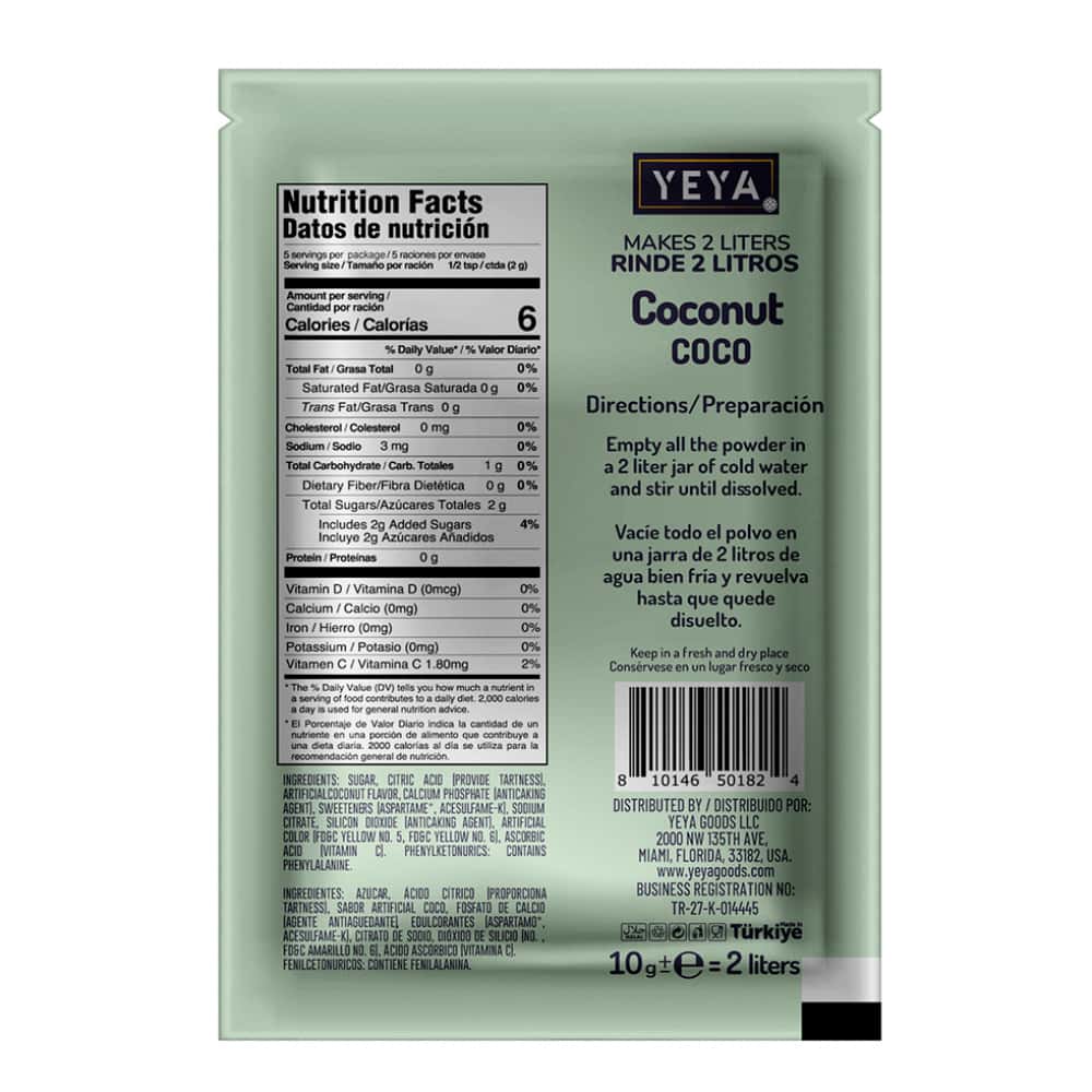 Refresco instantáneo sabor coco YEYA (10 g) - Miniatura 3