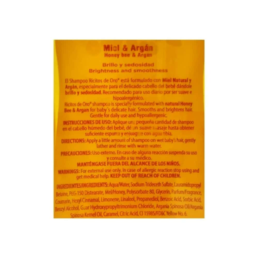 Champú de miel y argán para bebé Ricitos de Oro (250 ml / 8.4 fl.oz) - Miniatura 2