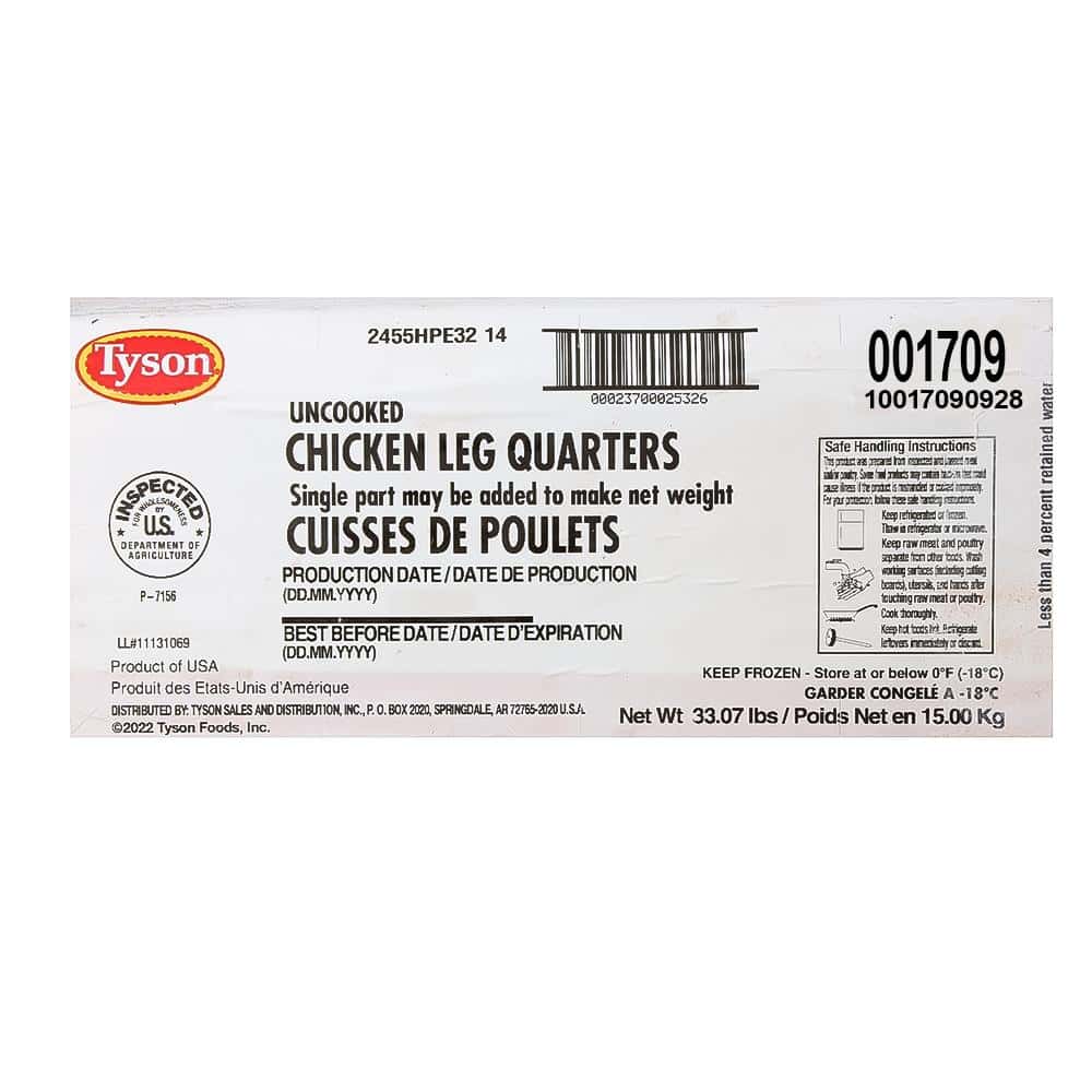Caja de cuartos traseros de pollo Tyson (15 kg / 33 lb) - Miniatura 4
