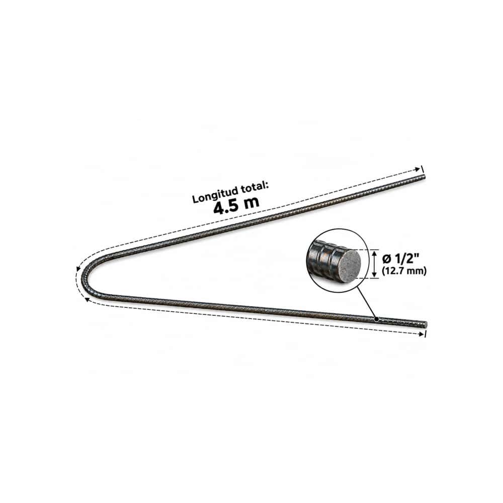 Barra de acero corrugado de 1/2" PDL LMC (4.5 m) - Miniatura 3