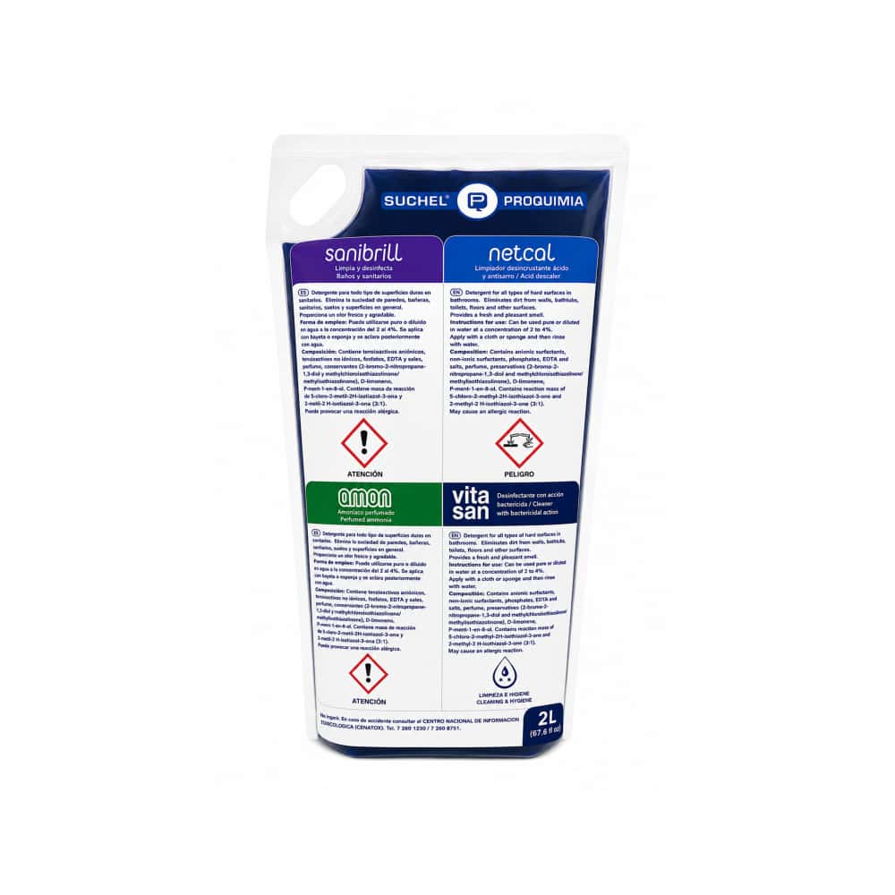 Detergente para baños con triple acción Netcal Suchel Proquimia (2 kg / 4.40 lb) - Miniatura 2