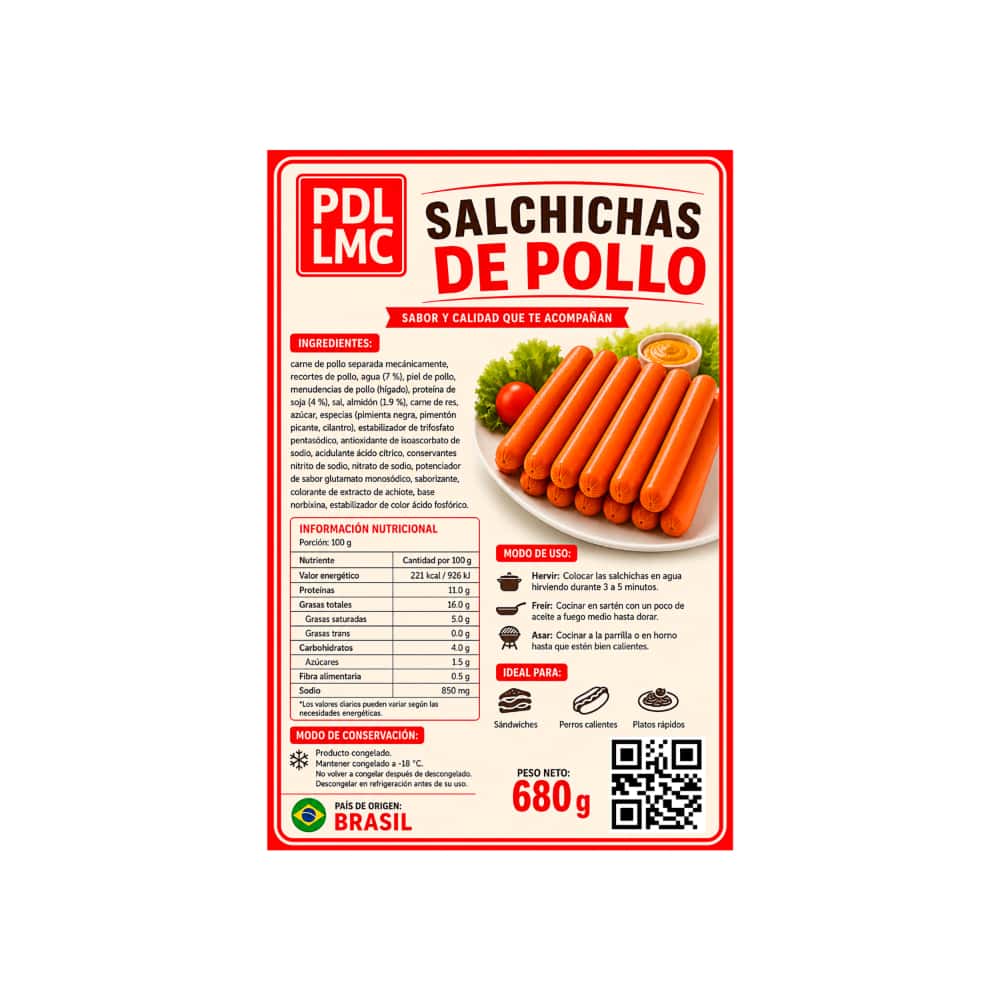 Salchichas de pollo PDL LMC (680 g / 1.49 lb) - Miniatura 3