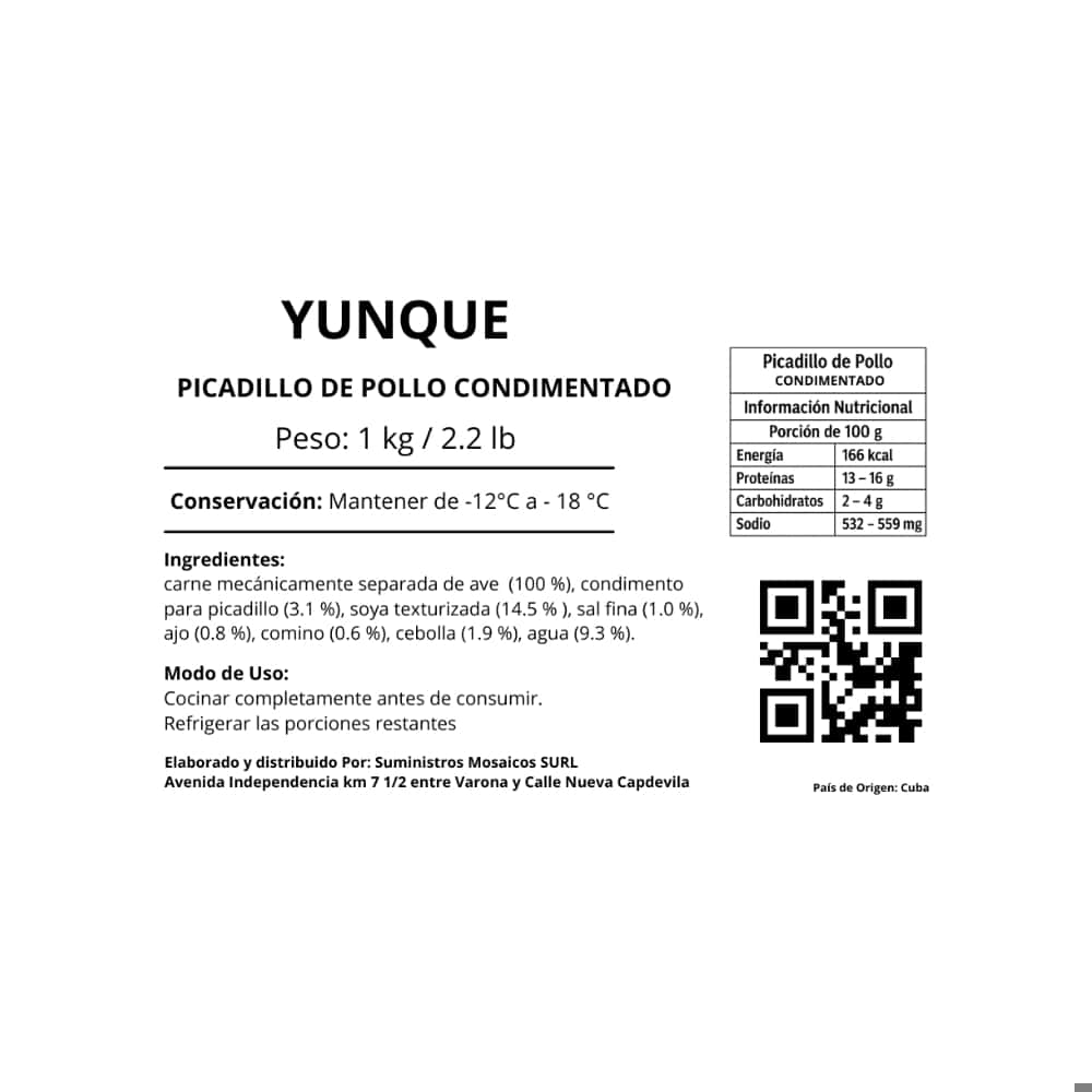 Picadillo de pollo condimentado Yunque (1 kg / 2.2 lb) - Miniatura 2