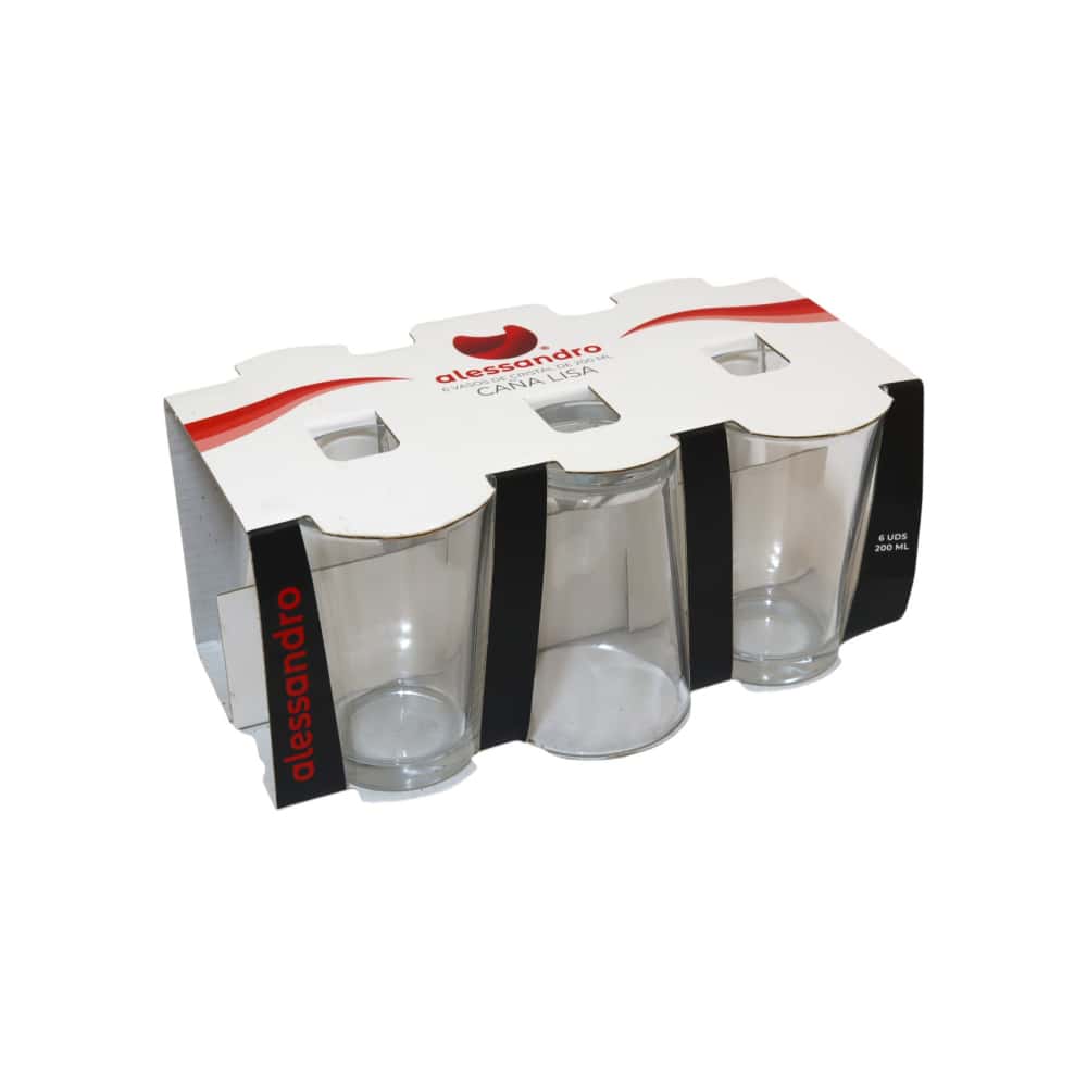 Juego de vasos de cristal caña lisa 200 ml Alessandro (6 U) - Miniatura 2