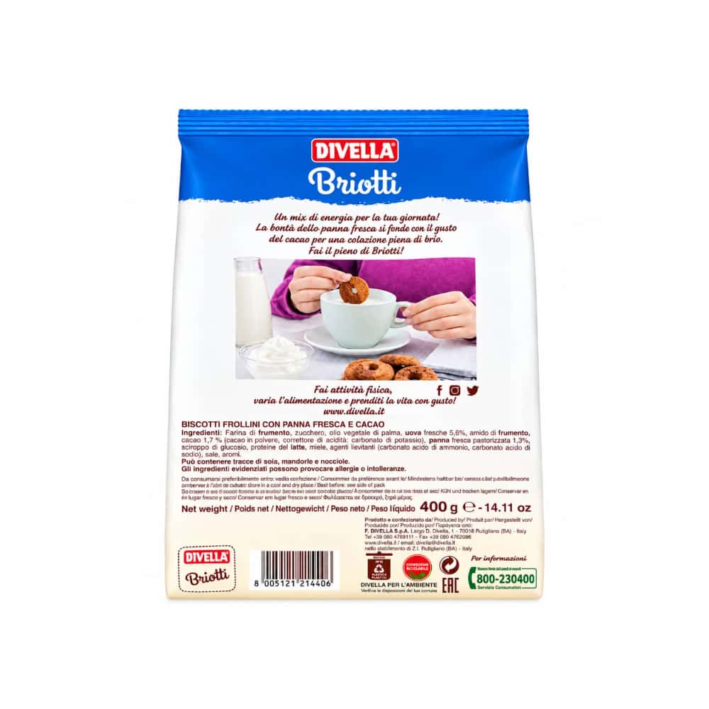 Galletas con nata y cacao Divella Briotti (400 g / 14.11 oz) - Miniatura 3