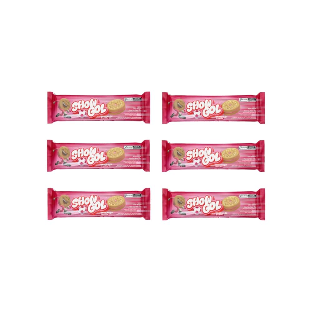 Galletas sabor vainilla rellenas con crema sabor a fresa Show Gol (6 x 76 g / 2.68 oz) - Miniatura 1