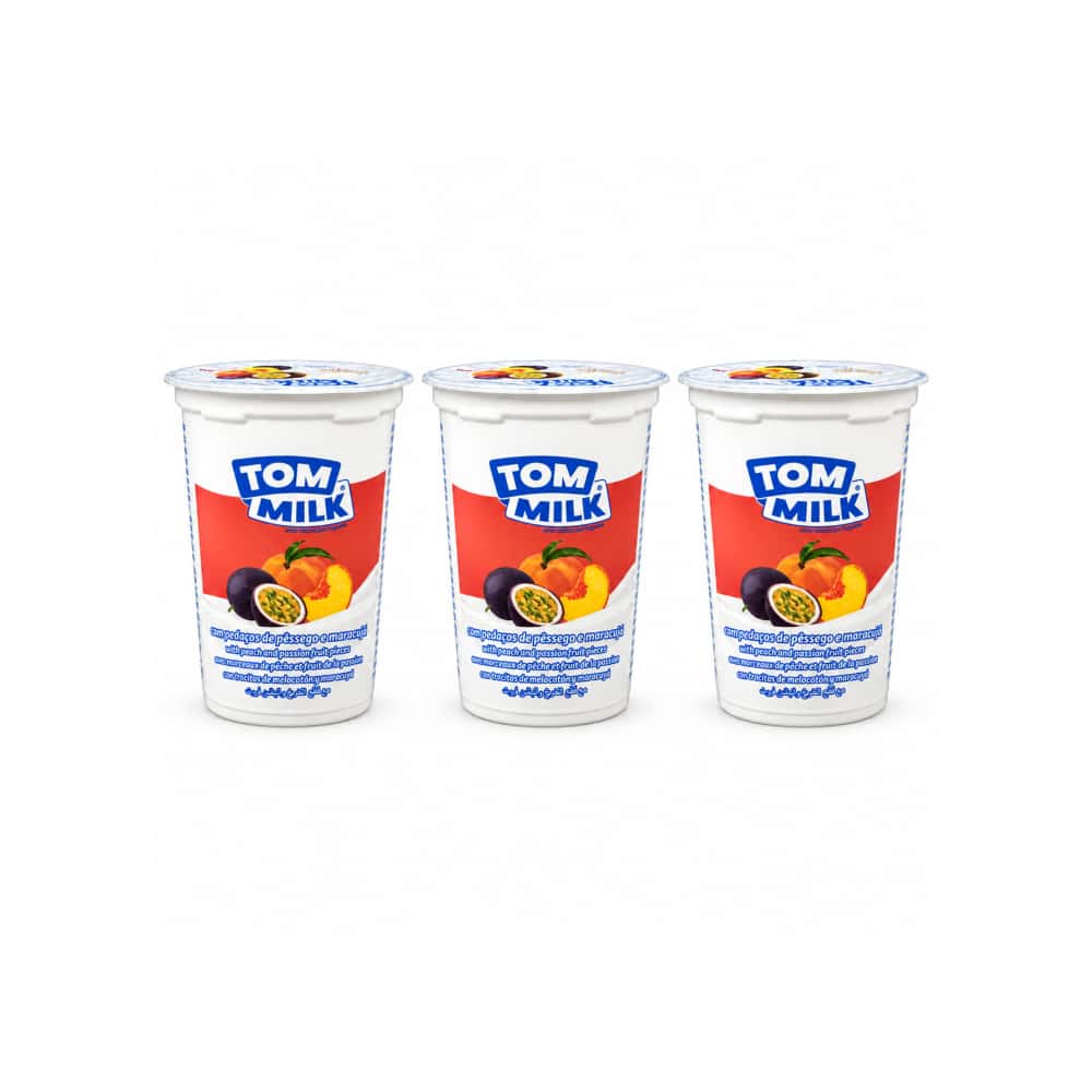 Yogurt pasteurizado sabor melocotón y maracuyá con trocitos de fruta Tom Milk (3 x 500 g / 1.10 lb) - Miniatura 1