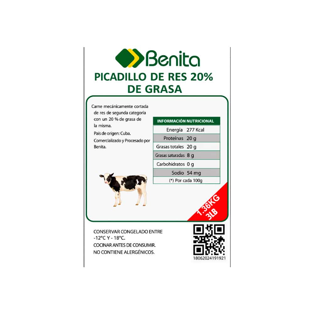 Picadillo de res con 20% de grasa Benita (1.36 kg / 3 lb) - Miniatura 2